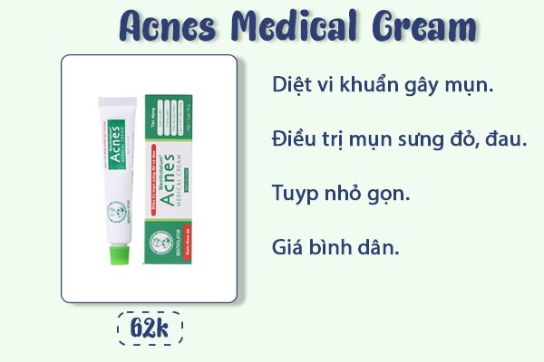 Ưu điểm của kem trị mụn acnes medical cream.