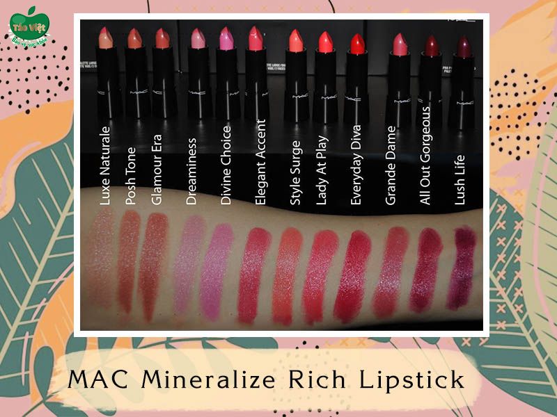 Bảng màu dòng MAC Mineralize Rich Lipstick